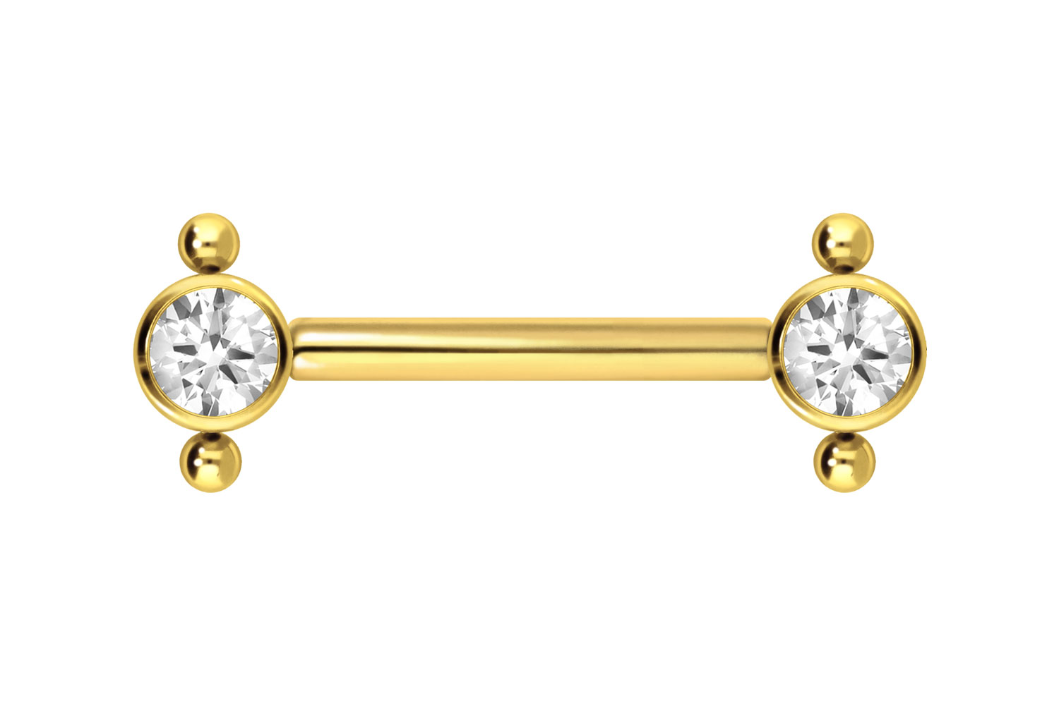 Titan Barbell Piercing mit Push Fit KRISTALL + 2 KUGELN